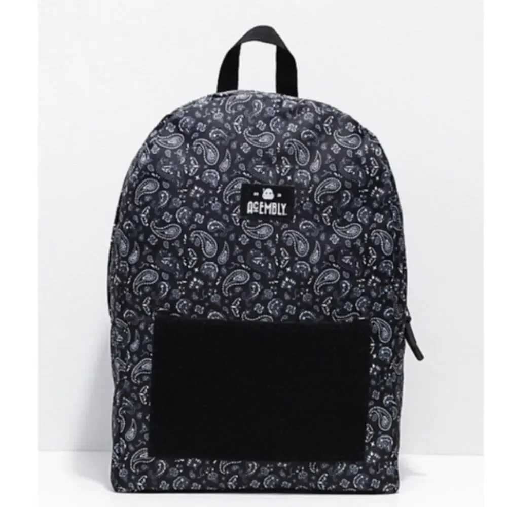 NWT Zumiez Acembly Build Your Own Black & White Paisley Print Backpack